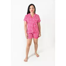 Pijama Feminino Curto Americano Verão Aberto Com Botões