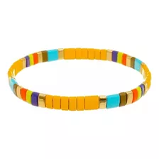 Pulseiras Drika Mini Losangos Metal Amarela Piuka Comprimento 6 Cm Cor Amarelo Diâmetro 6 Cm