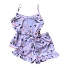 Pijama Baby Doll Infantil Curto Verão Estampado Blogueirinha