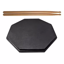 Pad Práctica Percusión Mediano 10 Pulgadas + 1 Par Baquetas