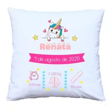 Cojín Personalizado De Nacimiento Para Niña Bebé 