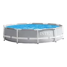 Piscina Estructural Redondo Intex 26701 Con Capacidad De 1185 Galones De 3.05m De Largo X 3.05m De Ancho De 10 Ft De Diámetro Gris Y Azul