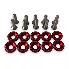 Arandelas Aluminio Moto Auto Atv Ftx 6mm M6 X10u Rojo