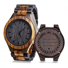 Reloj Hombre Madera Wooden Cuarzo 53mm Pulso Madera En