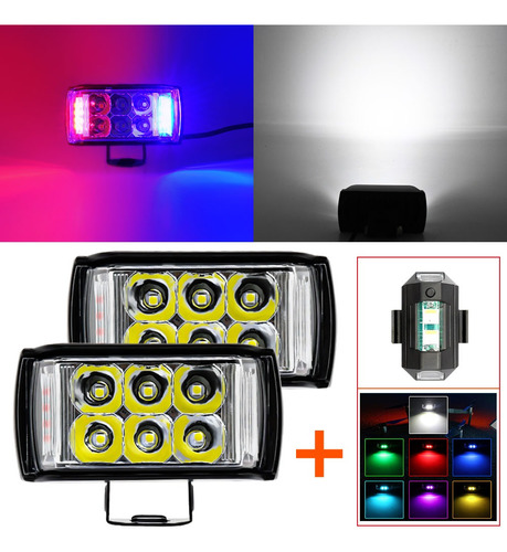 Par Faros 14led Luces Blanco Codigo Rojo Azul Para Jeep Moto Foto 2