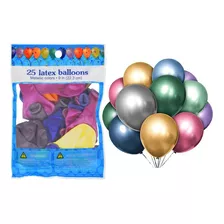 Bolsa De Globos 50pz Metálicos Para Fiesta Latex #9 