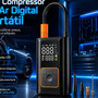 Mini Compressor Digital Portátil Bomba De Encher Pneus Bola Inflável Para Carro Moto Bicicleta Com Calibrador De Ar Preto 127/220v 50 Hz/60 Hz Monofásica