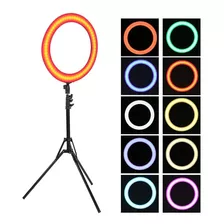 Kit Ring Light Iluminador Led Rgb Bicolor Suporte Celular