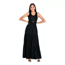 Vestido Longo Regata Preto Jovial 38 Ao 56 Evangélico Verão