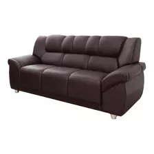 Sillon 3 Cuerpos Sofa Córdoba Pu Negro Color Marrón Diseño De La Tela Liso