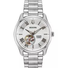 Bulova Wilton Automatico 96a207 Corazon Abierto Color De La Correa Plateado Color Del Bisel Plateado Color Del Fondo Plata