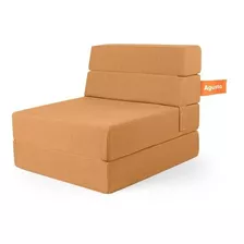 Sofa Cama Individual Agusto ® Sillon Puff Plegable Colchon Color Naranja