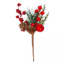 Pick Navideño Piñas Pino Manzana Cerezas 20cm Mylin 1pz