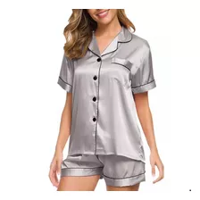 Pijama De Conjunto Manga Corta Dormir Ropa De Casa De Satin