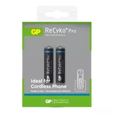 2 Pilhas Gp Pro Recyko P/ Telefone Sem Fio Palito Aaa 650mah