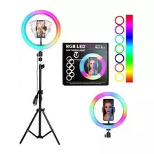 Aro Luz Rgb Multicolor 26cm + Tripode Ajustable