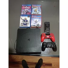 Ps4 Slim De 1 Tb Con 2 Joystick Y 4 Juegos 