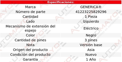 1 Espejo Izq Elect 3 Pines Chevrolet Celebrity 82-91 Foto 2