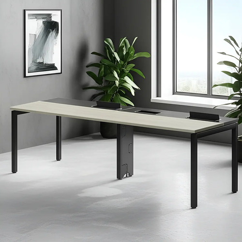 Mesa Plataforma Para Coworking Pandin Móveis Para 2 Pessoas Nogueira Casablanca/preto Nogueira Casa Blanca/preto