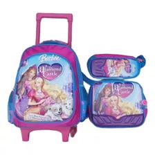 Mochila Con Ruedas Barbie +lonchera+cartuchera Kit X3