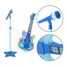 Guitarra Com Microfone E Pedestal Brinquedo Com Luz E Sons