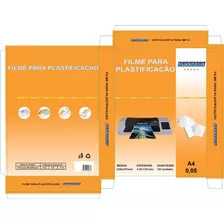 Filme Plástico Plastificação A4 0,05 - 05 Pacotes C/100