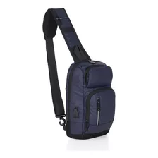 Mochila Couro Pequena Alça Transversal Masculina Feminina Cor Azul