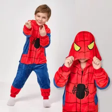 Pijama De Super Herói Spider Man Peluciado Infantil Cosplay