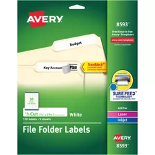 Etiquetas Para Carpetas De Archivos Avery, 6667 X, Blancas, 