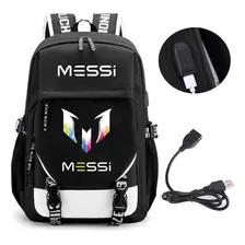 Mochila Estampada De Fútbol De Messi Con Usb