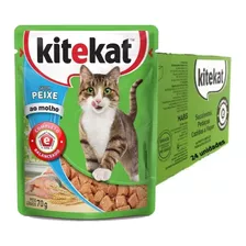 Caixa Alimento Úmido Kitekat Peixe 70g Ração Para Gatos
