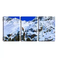 Quadro Decorativo 55x110 Neve Sobre Parede De Montanhas