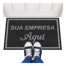 Tapete Capacho 140x60 Personalizado Loja Comércio Logomarca Comprimento 140 Cm Cor Preto Desenho Do Tecido Trama Vinílica 13mm Emborrachado Antiderrapante Largura 60 Cm