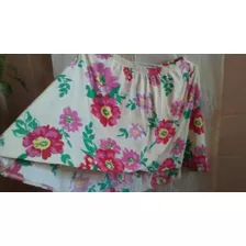 Zhoue-pollera Marfil Con Estampado Flores Acampanada-bella -