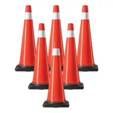 Cono Reflejante Naranja Seguridad Vial Transito 90 Cm 5 Pz