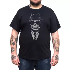 Camiseta Gangsta Caveira - Plus Size - Tamanho Grande Xg 