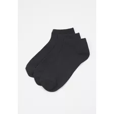 Calcetines Hombre Tripack Cortos Liso Negro Corona