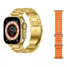 Relógio Inteligente C9 Ultra Max Com Pulseira Aço Gold 