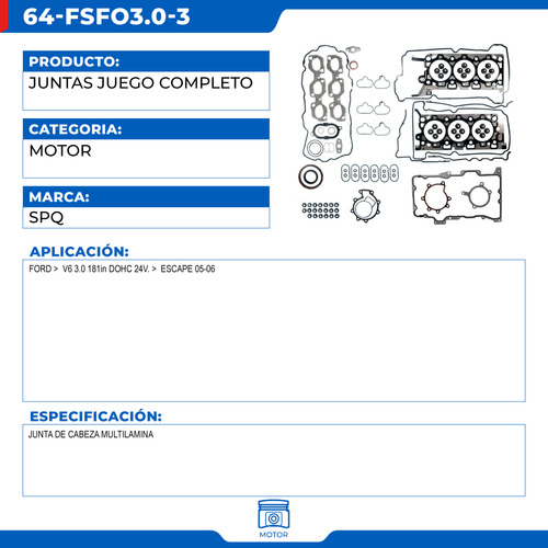 Empaques Juntas Ford Escape 2005-2006 V6 3.0 Foto 2