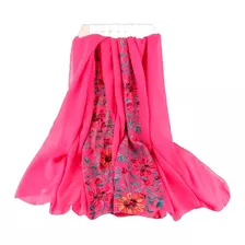 Chal Chalina Pashmina Color Fucsia Bordada Floral Shein