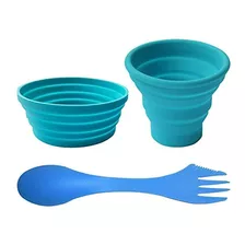 Juego De Tazas Plegables De Silicona Ecoart Con Spork Para A