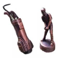 Coleção Miniatura Esport Metal Bronze Golfe Carrinho Tacos