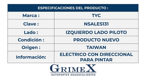 Espejo Altima 2013-14-15-16-17-2018 Electrico C/direcc Ore Foto 4