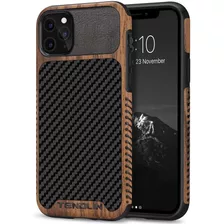 Funda Para iPhone 11 Pro Max, Madera/negro/cuero/resistente