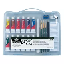 Kit Pintura Oleo Tinta Pincel Godê Espatula 21 Peças