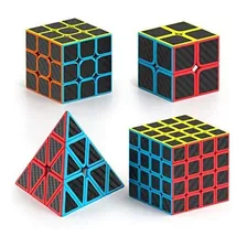 Set Cubos Velocidad 2x2 3x3 4x4 Pirámide Carbon Fiber