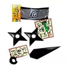 Kit Naruto - 1 Colar Verde + 1 Kunai + 2 Shuriken + Bandana