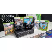 Xbox 360 Slim Com 2 Controle E Jogos Nf-e Garantia 