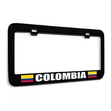 Metal License Plate Frame Colombia Colombian Flag Black...