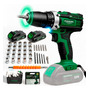Parafusadeira Furadeira 21v 1300mah Com 2 Baterias Recarregável Sem Fio Maleta Completa Several Importados Verde 127/220v 60